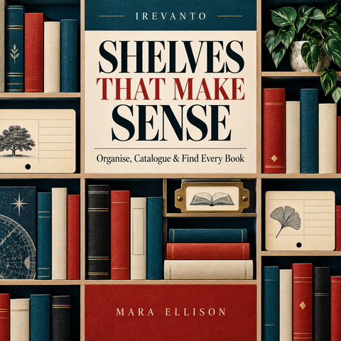 Cover of SHELVES THAT MAKE SENSE, an IREVANTO digital personal-library guide.